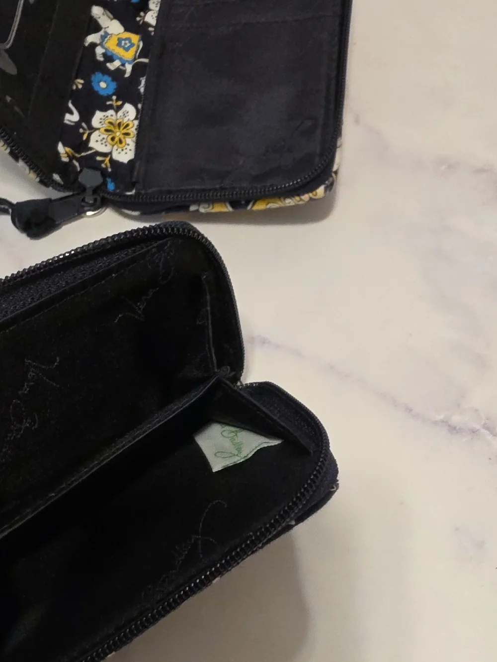 Vera Bradley Quilted Floral Zip Wristlet Wallet - Navy, Yellow & White Set Of 2 - Picture 3 of 9